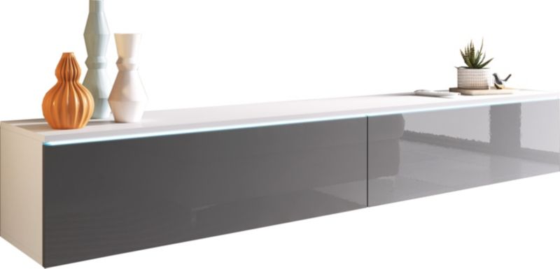 Szafka RTV MINIO go for it DONNA 180 cm biały/szary połysk z oświetleniem LED,1 szt.