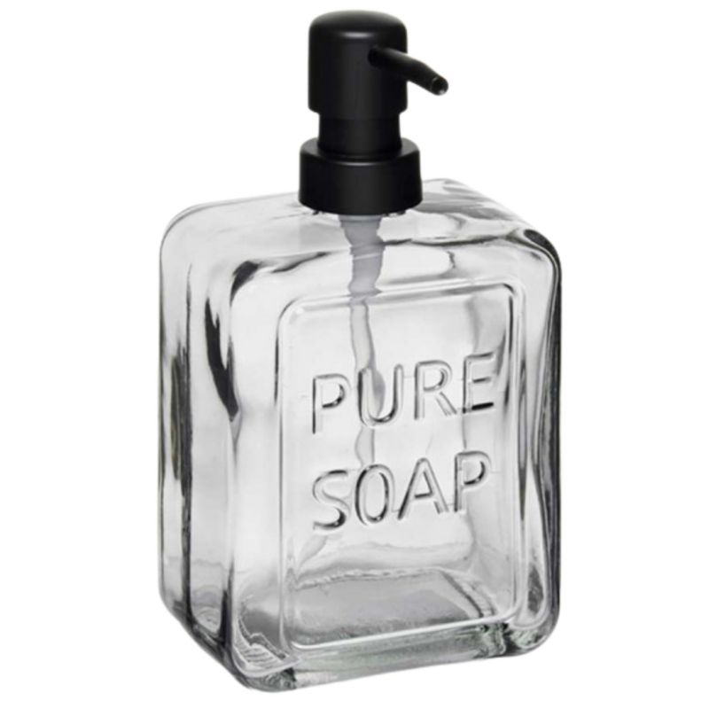 Dozownik Do Mydła Berilo Szklany Przezroczysty Czarny 570 Ml 1 Szt.