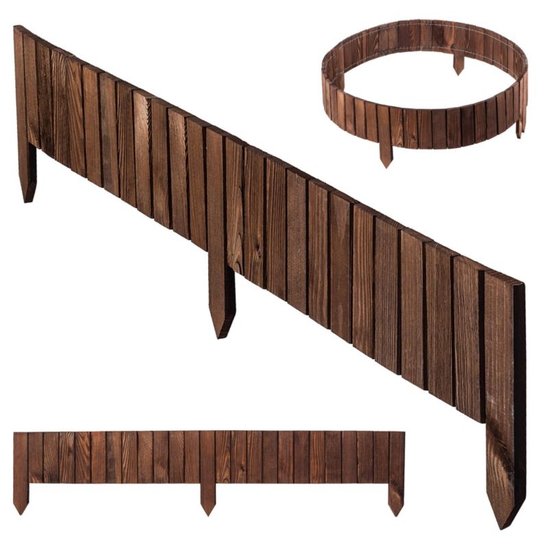 Obrzeże palisada ogrodowa KADAX drewniany płotek trawnikowy wbijany brąz 15 x 116 cm, 1 szt.