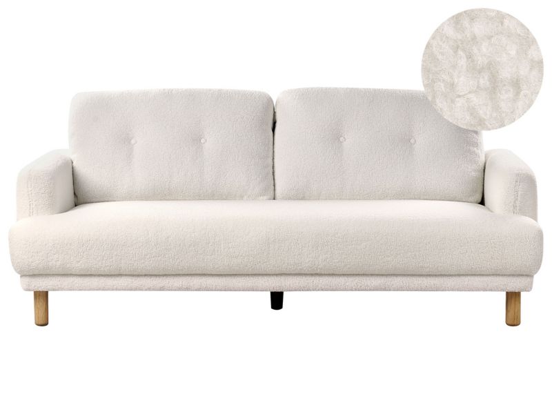 Sofa Tuve Boucle Biały dla 3 osób 1 szt.