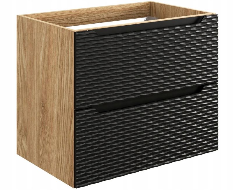 Szafka łazienkowa Furnidea 70 cm wisząca 2 szuflady czarna front 3D Ocean 1 szt.