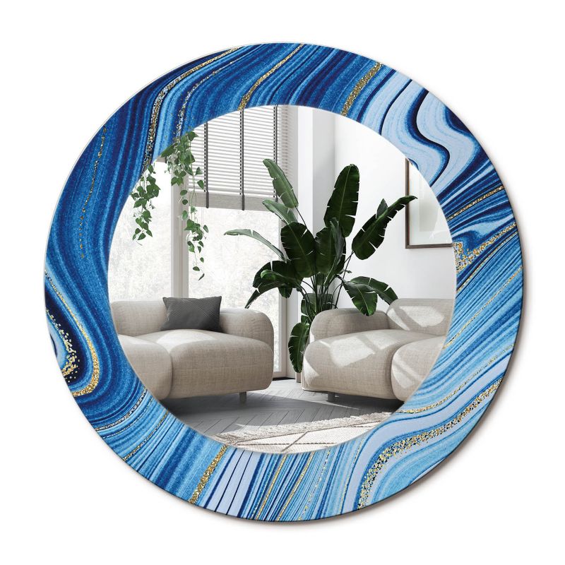 Lustro Okrągłe Tulup Marmurowa Rzeka 50 cm Designerskie Na Podkładzie 1 szt.