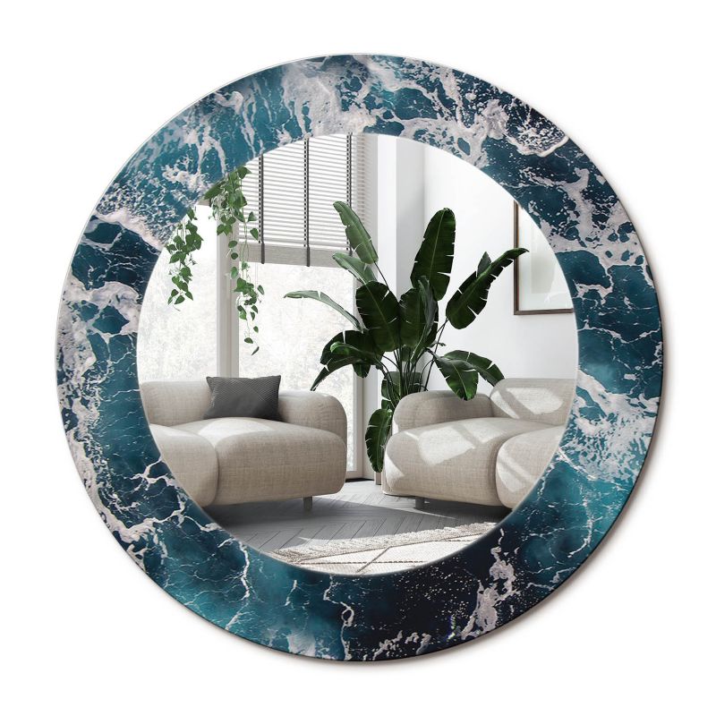 Lustro Okrągłe Tulup Burzliwe Morze 50 cm Unikalne Na Podkładzie 1 szt.