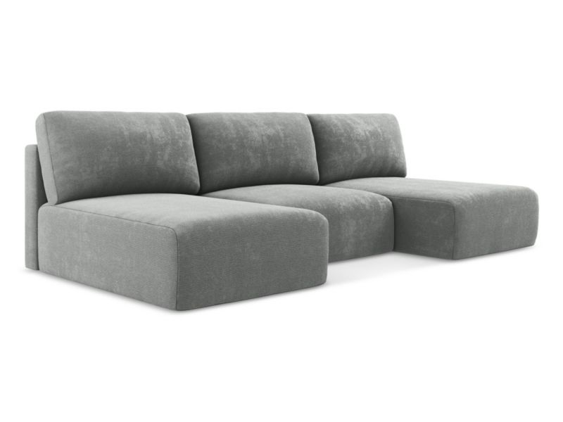 Sofa panoramiczna z funkcją spania LaMiaSofa OSTIA z tkaniny szenilowej 304x149 cm szary 1 szt.