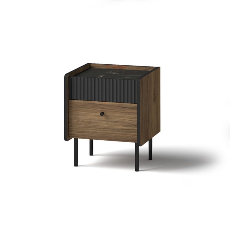 Szafka nocna Bettso Prestigo ryflowany na wysokich nóżkach czarny orzech 1szt.