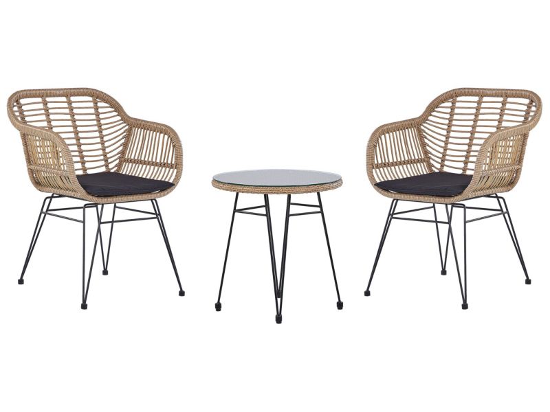 Zestaw mebli balkonowych Z poduszką Tropea ii Technorattan Naturalny 1 kpl