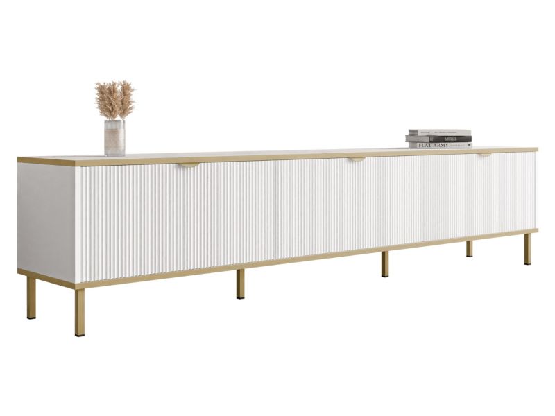 Szafka RTV MIRJAN 24 Werkoz 3K biały + złoty 1 szt.