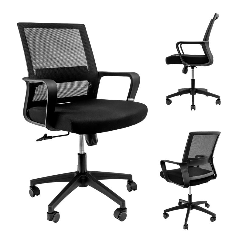 Krzesło Biurowe Obrotowe Furvero Basic Wygodne Ergonomiczne Czarne 1 szt.