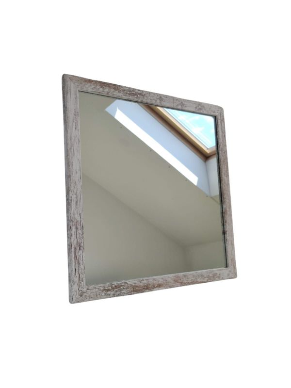 Lustro kwadratowe z serii HIT Erama 40 x 40 cm w ramie bielona sosna 1szt.