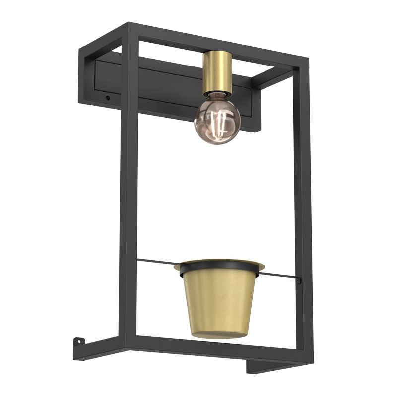 Kinkiet ścienny Luminex Flores czarny mat-złoty mat 1 x E27 x 15W IP20 wym: 50 x 34 x 16 cm - 1 szt.