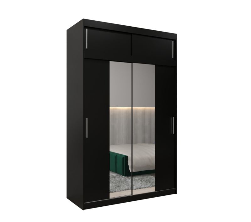 Szafa przesuwna Garderoba Abiks Tokyo 1 150 czarny + czarny z nadstawką 1 szt.