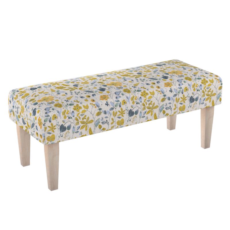 Ławka Dekoria 100 x 40 x 40 cm żółto-niebieskie kwiaty na kremowym tle 1 szt.