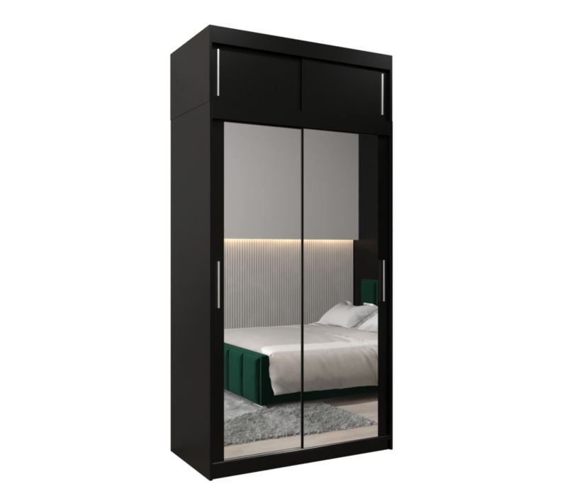 Szafa przesuwna Garderoba Abiks Tokyo 3 120 czarny + czarny z nadstawką 1 szt.