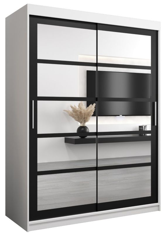 Szafa przesuwna Abiks ROMA 2 150 biały mat + czarny mat 1 szt.