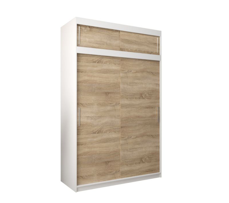 Szafa przesuwna Garderoba Abiks Tokyo 150 biały + sonoma z nadstawką 1 szt.