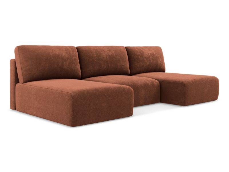 Sofa panoramiczna z funkcją spania LaMiaSofa OSTIA z tkaniny szenilowej 304x149 cm terakota 1 szt.