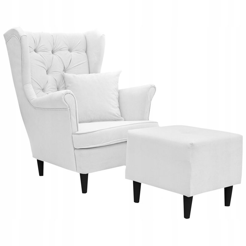 Fotel uszak do salonu z podnóżkiem Family Meble Gaja szary 1szt