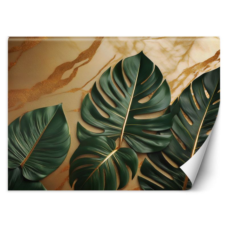 Fototapeta Feeby Zielone Liście Na Marmurowym Tle 150x105 1 szt