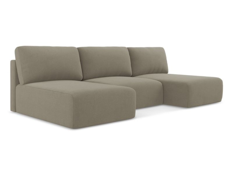 Sofa panoramiczna z funkcją spania LaMiaSofa OSTIA z tkaniny strukturalnej 304x149 cm ciemny beż 1 szt.