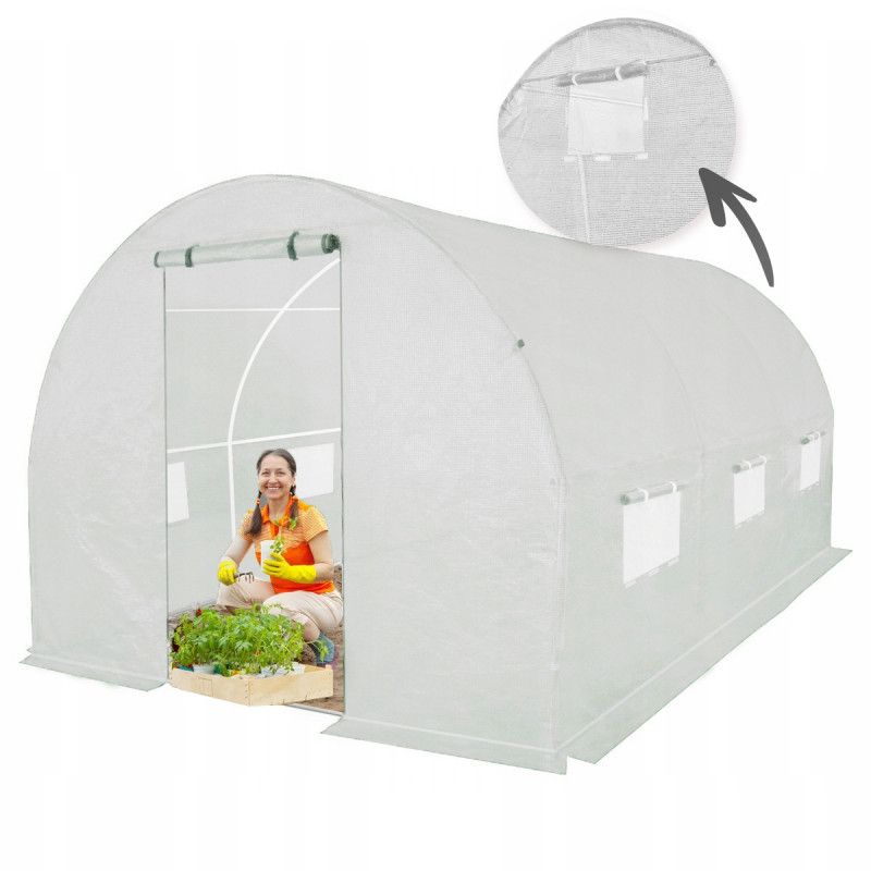 Tunel ogrodowy 4iQ Group 2x3,5m Biały Folia UV 25mm dodatkowe okno 1szt.