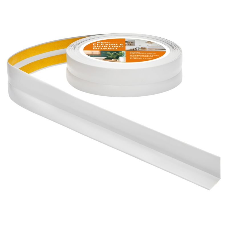 Listwa wykończeniowa PCV 30x30mm, QUEST, samoprzylepna, elastyczna, miękka taśma dekoracyjna, jasnoszary, 15m