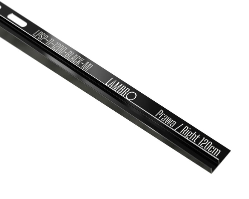 Listwa brodzikowa podłogowa spadkowa do szkła prawa LPS Lambro czarny połysk 120cm 1 szt.