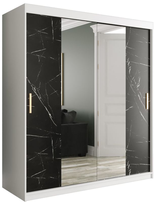 Szafa przesuwna Garderoba Abiks Marmur T1 180 biały + czarny 1 szt.