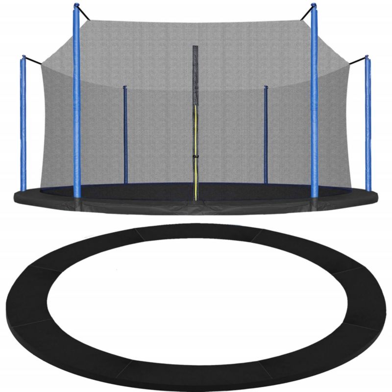 Siatka do trampoliny wewnętrzna z osłoną na sprężyny Springos 244 cm 8 FT 6 słupków czarna 1 kpl.