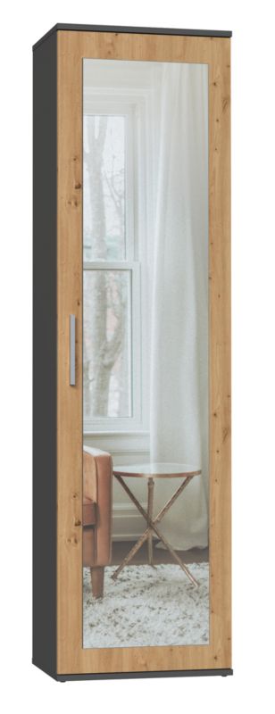Szafa Topeshop Duo Lustro Antracyt Dąb Artisan Do Przedpokoju 35x50x180 cm 1 szt.