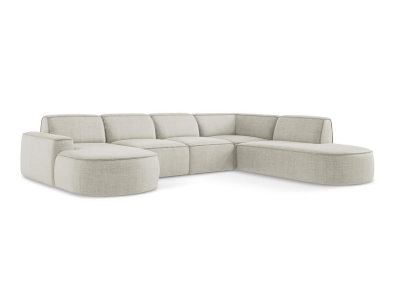 Sofa modułowa panoramiczna LaMiaSofa MELISSA z tkaniny strukturalnej 364x262 cm jasny beż 1 szt.
