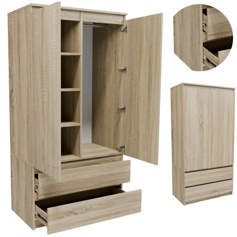 Szafa Matkam S902D2SZSON garderoba 90cm dąb sonoma 1 szt.