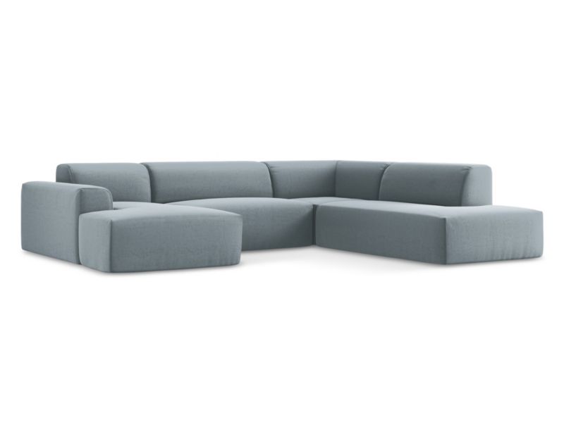 Sofa panoramiczna LaMiaSofa BOVA z tkaniny welwetowej 344x264 cm jasny niebieski 1 szt.