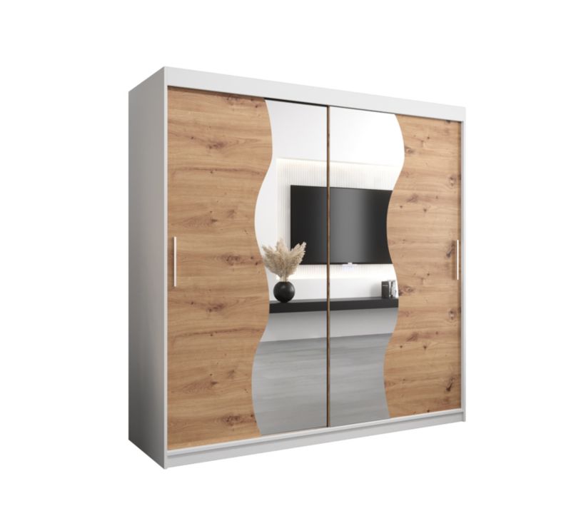 Szafa przesuwna Garderoba Abiks MADRYT 200 biały mat + dąb artisan 1 szt.