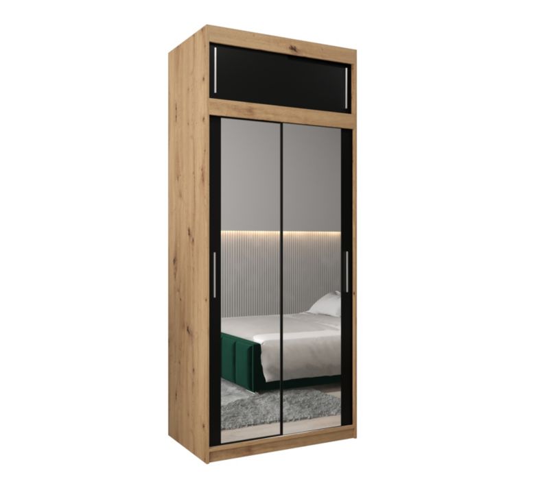 Szafa przesuwna Garderoba Abiks Tokyo 3 100 artisan + czarny z nadstawką 1 szt.