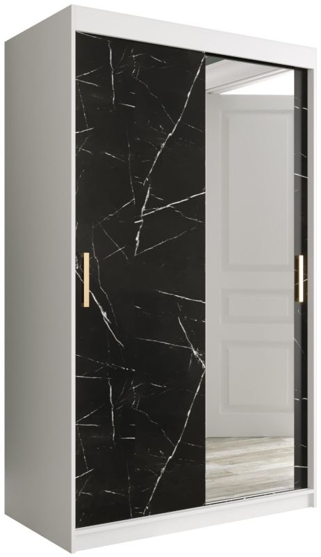 Szafa przesuwna Garderoba Abiks Marmur T2 120 biały + czarny 1 szt.