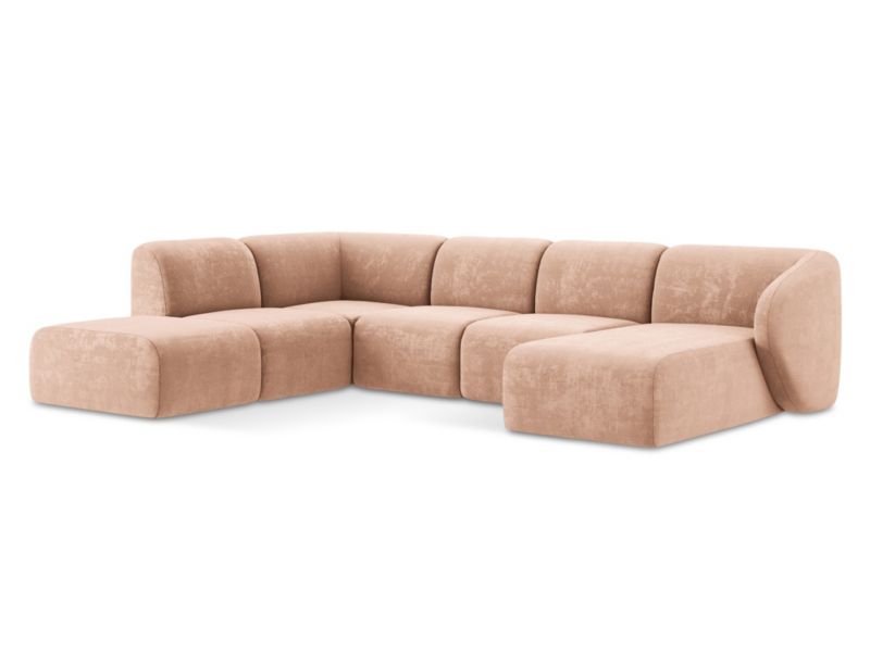 Sofa panoramiczna LaMiaSofa CERVO z tkaniny szenilowej 325x236 cm brzoskwiniowy 1 szt.