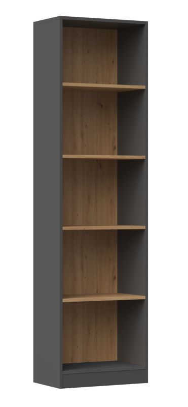 Regał R50 Topeshop Szafka na Książki 50 Cm Antracyt Dąb Artisan 30x50x182 cm 1 szt.