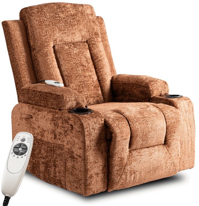 Fotel Masujący Box Mebel Elite Wypoczynkowy Rozkładany z Podnóżkiem Welurowy Brązowy 1 szt