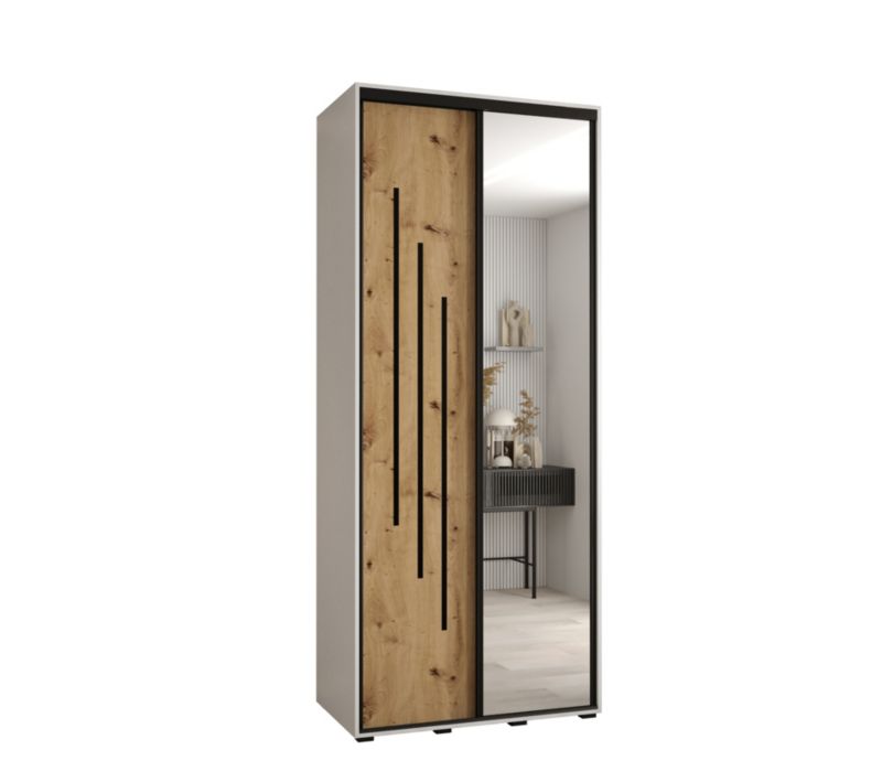 Szafa przesuwna Abiks DAVOS 9 wysoka szer.120cm gł.60cm biały/artisan/czarny 1szt.