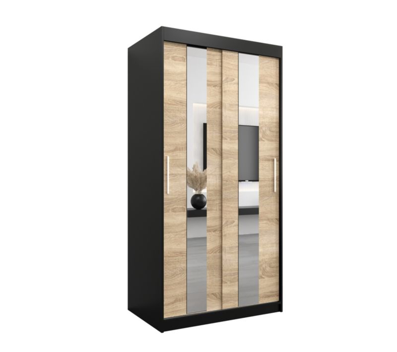 Szafa przesuwna Garderoba Abiks POLE 100 czarny / sonoma 1 szt.