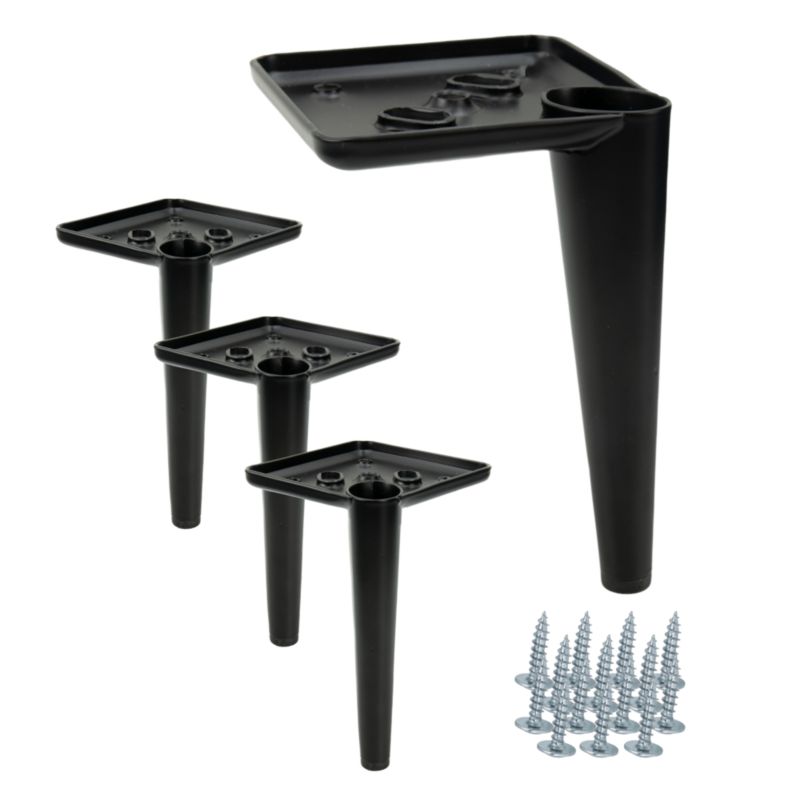 Noga meblowa B&B Szpilka czarny mat wysokość 15 cm 4 szt