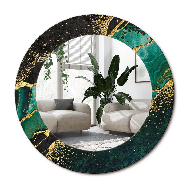 Lustro Okrągłe Tulup Marmurowa Zieleń 50 cm Klasyczne Na Podkładzie 1 szt.