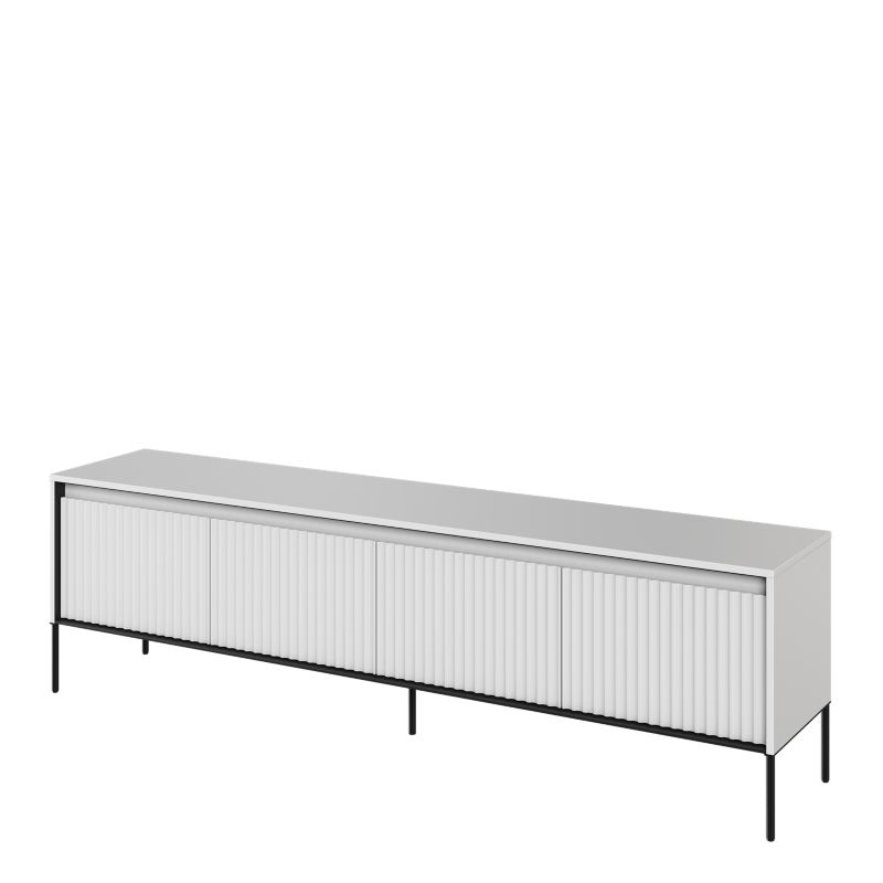 Szafka rtv czterodrzwiowa Bettso Trend 192 cm szeroka z oświetleniem LED i frezowanym frontem biały 1szt.