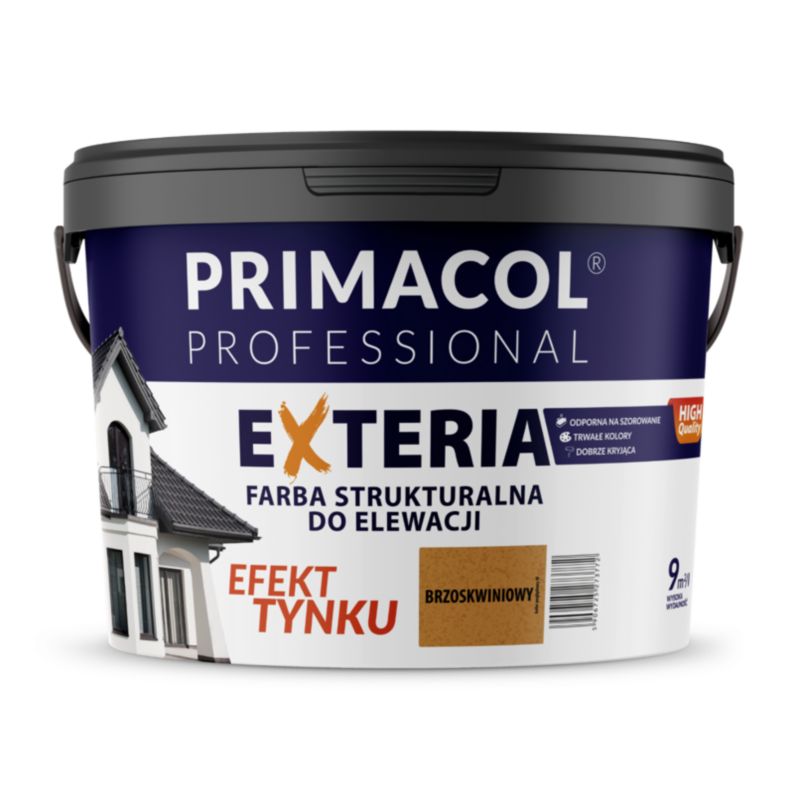 Elewacyjna farba strukturalna Exteria Primacol, fasadowa, kolor brzoskwiniowy, 9l, 1 szt.