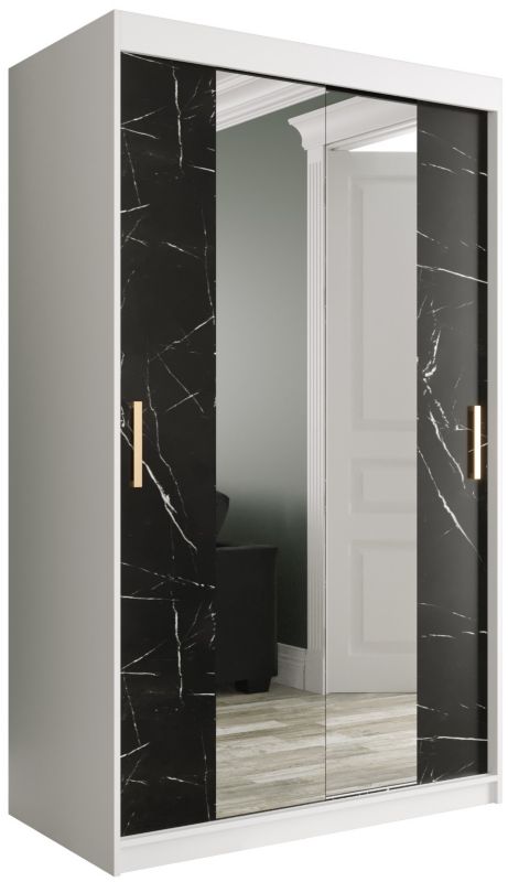 Szafa przesuwna Garderoba Abiks Marmur T1 120 biały + czarny 1 szt.