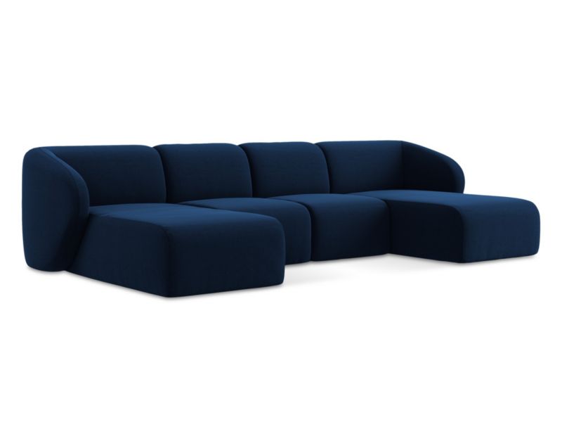 Sofa panoramiczna LaMiaSofa CERVO z tkaniny welwetowej 370x170 cm królewski niebieski 1 szt.