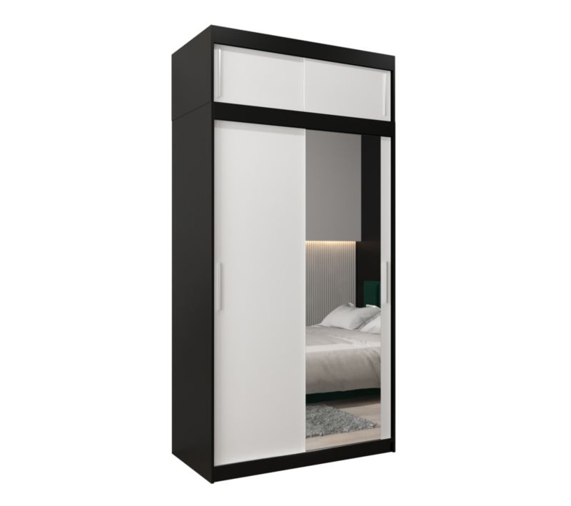 Szafa przesuwna Garderoba Abiks Tokyo 2 120 czarny + biały z nadstawką 1 szt.