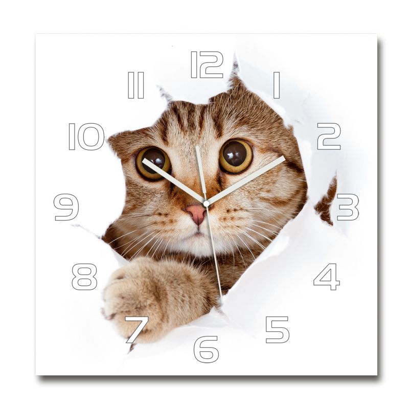 Zegar szklany Tulup Kot 30x30 cm cm cichy 1 szt.