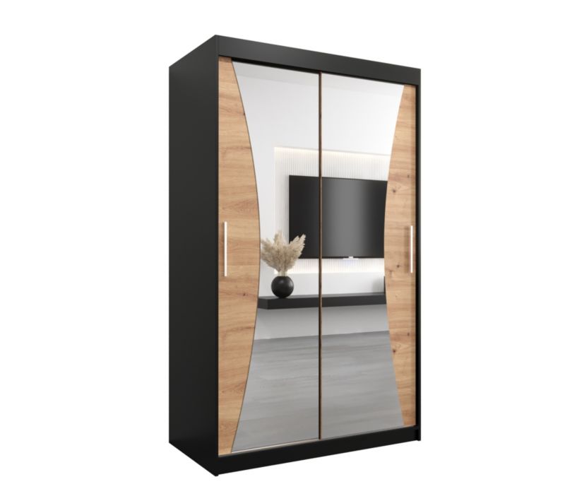 Szafa przesuwna Garderoba Abiks MONACO 120 czarny mat + dąb artisan 1 szt.