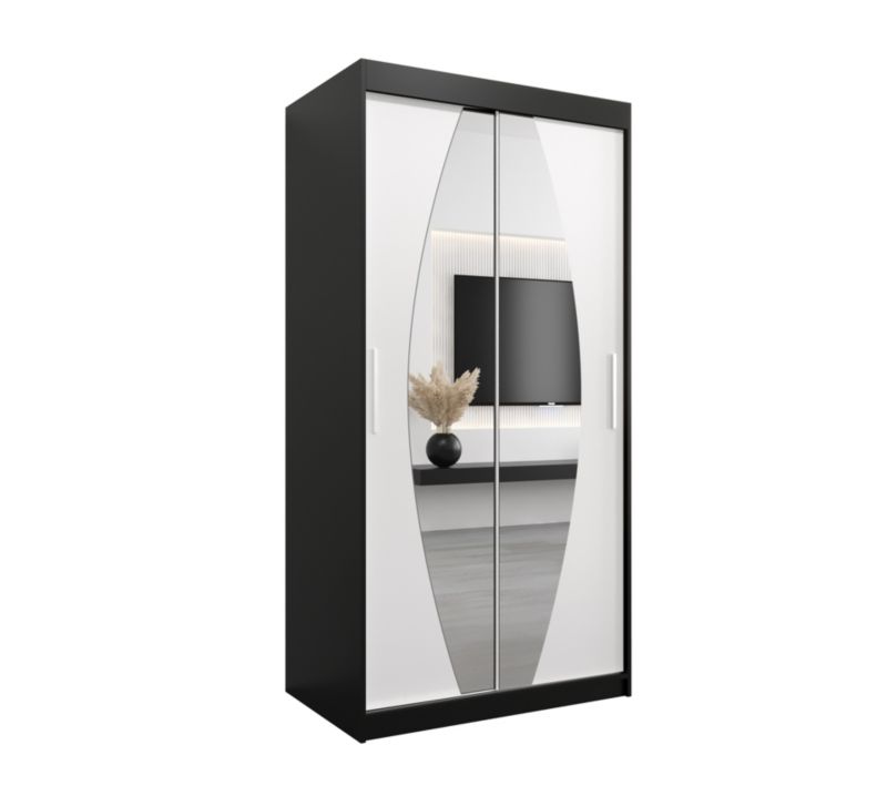 Szafa przesuwna Garderoba Abiks ELYPSE 100 czarny mat + biały mat 1 szt.